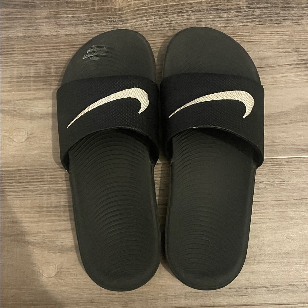 Nike Black Slides with White Logo